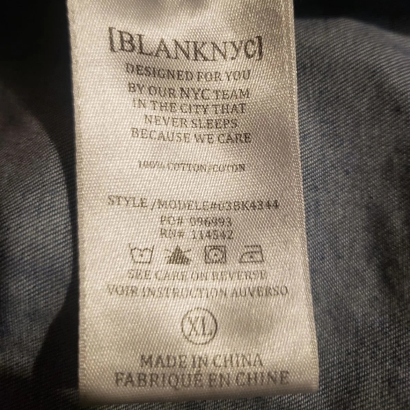 BlankNYC Girls Distressed Denim Shirt Size XL - Picture 5 of 5